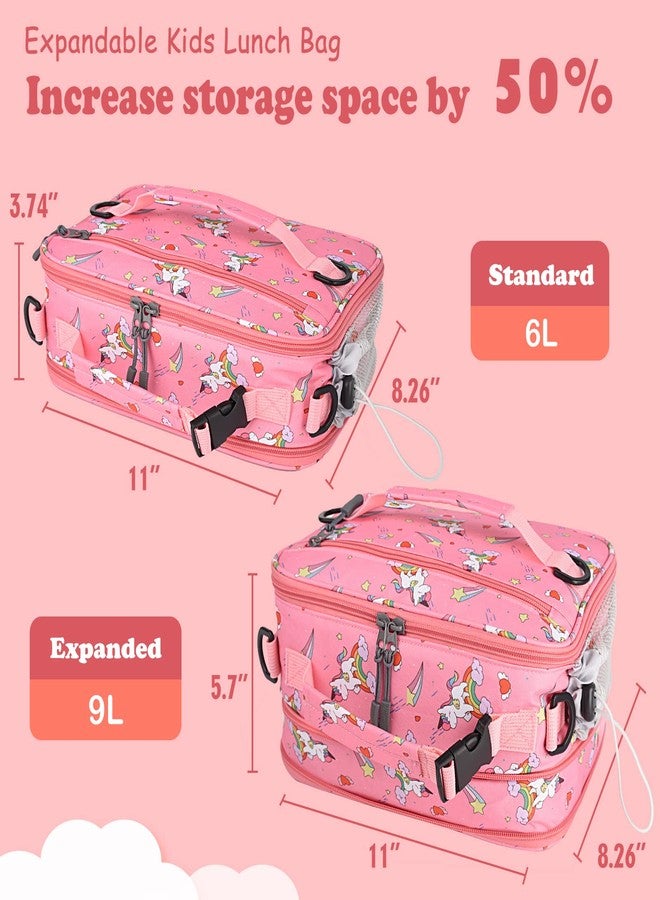 CaCTOUR Lunch Box Kids, Expandable Insulated Lunchbox for Girls Boys,Soft Cooler Bag with Strap,Back to School Thermal Reusable Lunch Bag for Work School Picnic (Rainbow) - Image 3